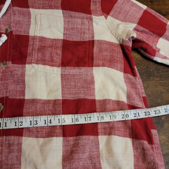 American Eagle Buffalo Plaid Hoodie M Hi Low Hem Pocket Front Gorpcore - Picture 7 of 9